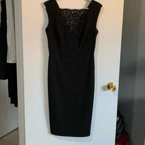 Calvin Klein mid length dress with sheer panel V neck